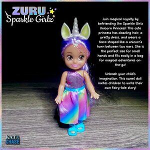 6" Sparkle Girlz Unicorn Princess Doll Dark Skin Purple Hair Toy Action Figure